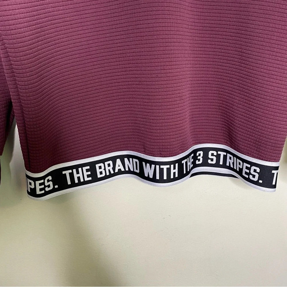 Adidas Maroon White Trefoil 3 Stripes Banded Sweatshirt Top Women's Size Small - Picture 8 of 12